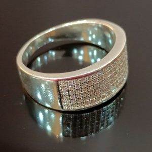 Sterling Silver Wide Band Pavé Ring – Bold Sophistication with Timeless Sparkle