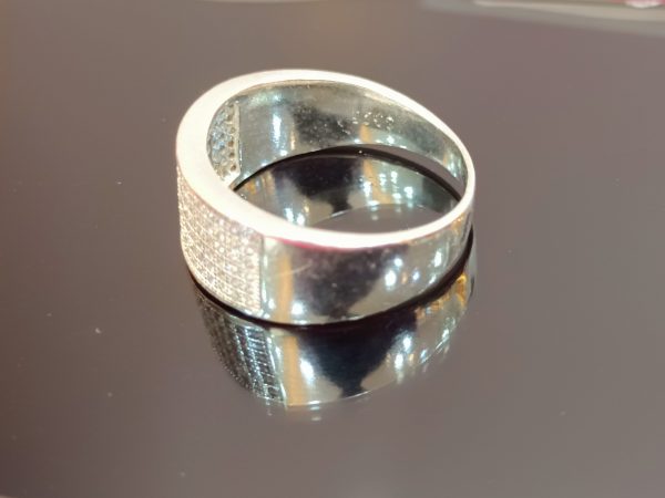 Sterling Silver Wide Band Pavé Ring – Bold Sophistication with Timeless Sparkle - Image 2