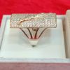Sterling Silver Rectangle Pave Ring with Leaping Panther Design – Bold Glamour and Fierce Elegance - Image 3