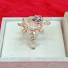 Sterling Silver Turtle Ring with Purple and White Stone Detailing - Image 3