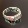 Men's Sterling Silver Cubic Zirconia Ring – Rectangular Pavé Top Design
