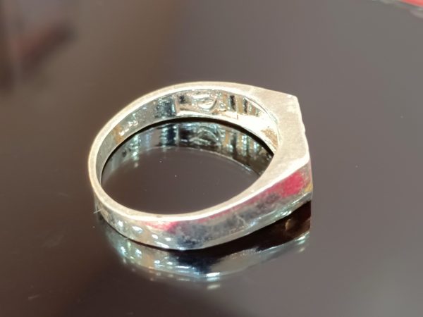 Men's Sterling Silver Cubic Zirconia Ring – Rectangular Pavé Top Design - Image 2