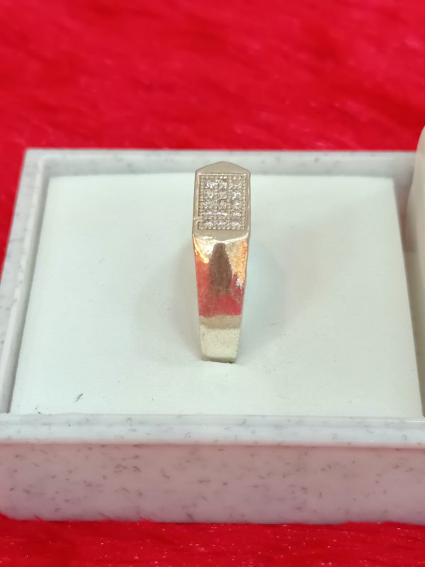 Men's Sterling Silver Cubic Zirconia Ring – Rectangular Pavé Top Design - Image 4