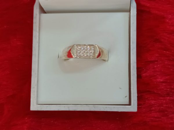 Men's Sterling Silver Cubic Zirconia Ring – Rectangular Pavé Top Design - Image 3