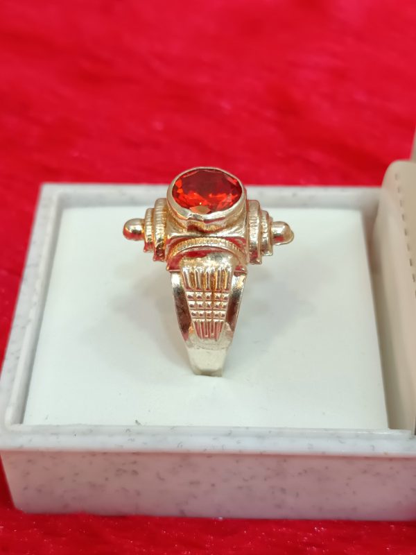 Men’s Silver Ring with Fiery Red Stone – Vintage Warrior Design - Image 3