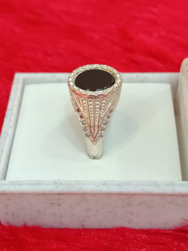 Men's Sterling Silver Black Onyx Statement Ring – Vintage Inspired Design - Image 3