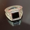 Men's Sterling Silver Onyx & Cubic Zirconia Statement Ring