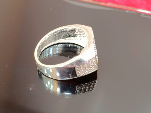 Men's Sterling Silver Cubic Zirconia Ring – Pavé Square Design - Image 2