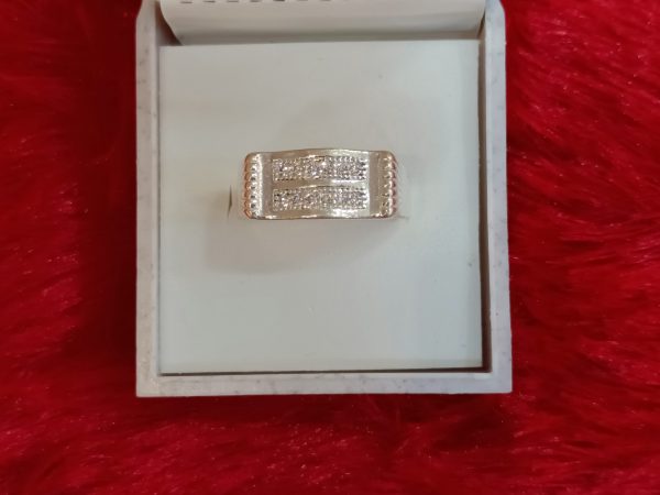 Rectangular Dual-Row Silver Ring – Sleek & Structured Elegance - Image 4