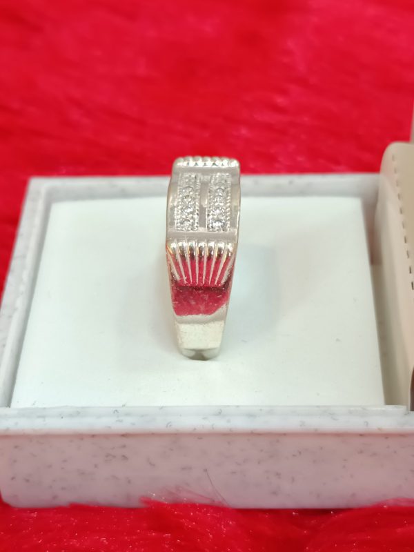 Rectangular Dual-Row Silver Ring – Sleek & Structured Elegance - Image 3