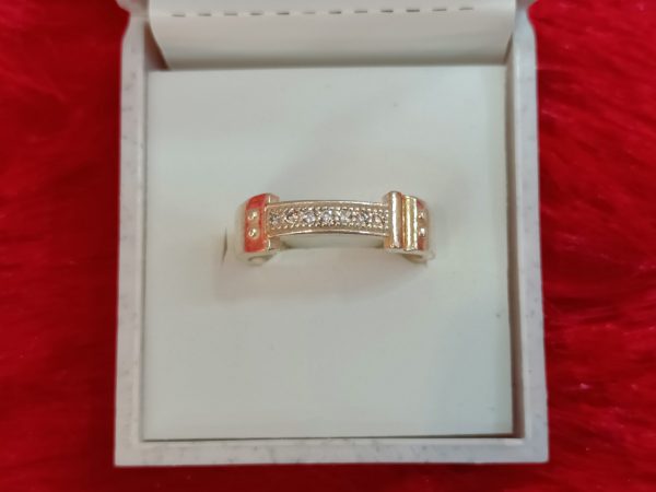 Industrial-Inspired Silver Ring with Embedded Stones – Modern & Edgy - Image 3