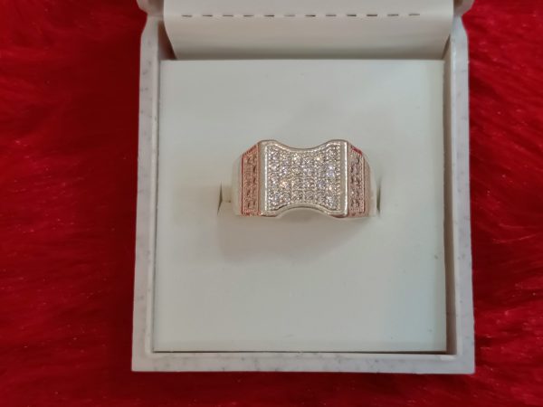 Wavy Rectangle Face Silver Ring – Textured & Striking - Image 5