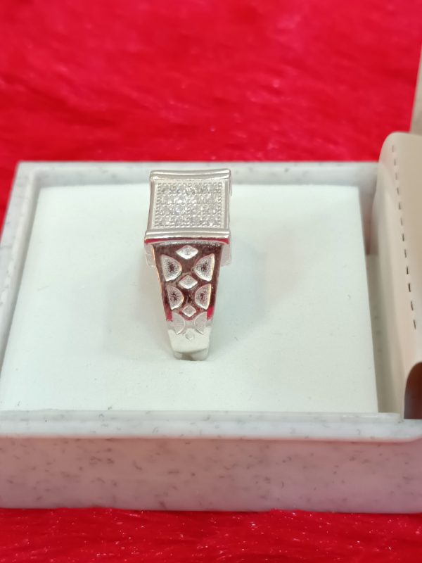 Geometric Grid-Top Silver Ring – Bold & Artistic Appeal - Image 4