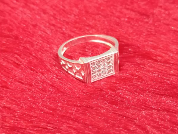 Geometric Grid-Top Silver Ring – Bold & Artistic Appeal - Image 5