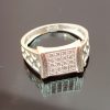 Diamond-Pattern Rectangle-Top Silver Ring