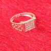 Diamond-Pattern Rectangle-Top Silver Ring - Image 3