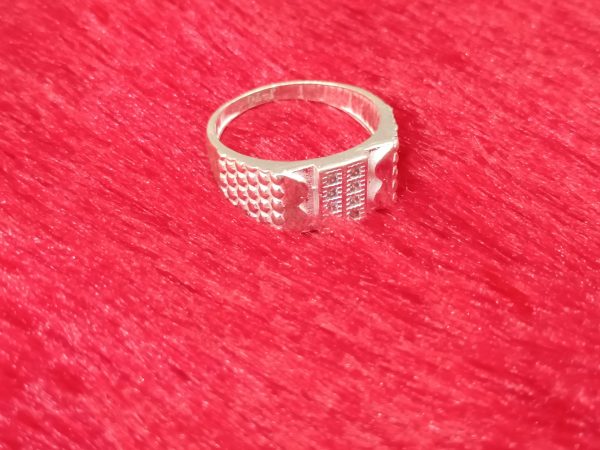 Textured Dome-Band Silver Ring - Image 2