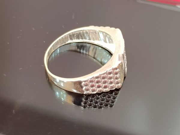 Textured Dome-Band Silver Ring - Image 3