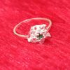 Silver Floral Cluster Ring with Green Center Stone