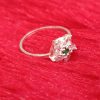 Silver Floral Cluster Ring with Green Center Stone - Image 2