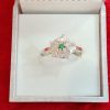 Silver Floral Cluster Ring with Green Center Stone - Image 3