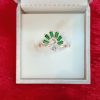 Emerald Fan Swirl Silver Ring – Elegant Radiance - Image 2