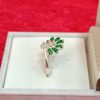 Emerald Fan Swirl Silver Ring – Elegant Radiance - Image 3