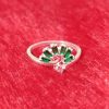 Emerald Fan Swirl Silver Ring – Elegant Radiance - Image 5