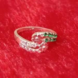Twin Bloom with Green & White Stones