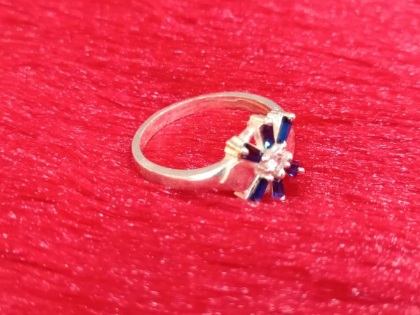 Midnight Bloom Silver Ring with Sapphire Blue Rays - Image 5