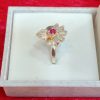 Silver Ring with Ruby Center and Crystal Accents - Image 4