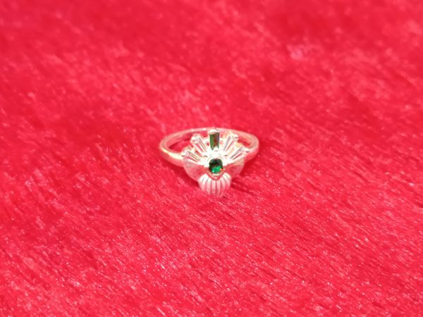 Scarlet Blossom Silver Ring with Pink and Green Accents - Image 4