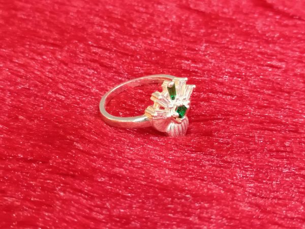 Scarlet Blossom Silver Ring with Pink and Green Accents - Image 6