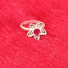 Floral Blossom Silver Ring with Ruby Center - Image 4
