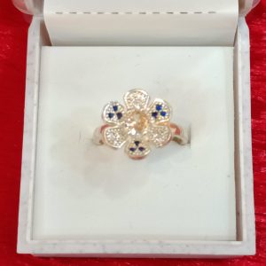 Floral Gold Ring with Sapphire Accents