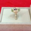 Silver Floral Ring with Amethyst and Emerald Accents - Image 2