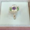 Silver Floral Ring with Amethyst and Emerald Accents - Image 3