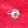 Silver Floral Ring with Amethyst and Emerald Accents - Image 4