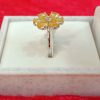 Elegant Yellow Sapphire Floral Silver Ring - Image 2