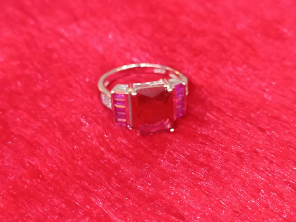 Elegant Ruby and Diamond Accent Ring in Sterling Silver - Image 2