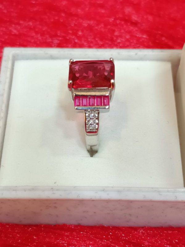Elegant Ruby and Diamond Accent Ring in Sterling Silver