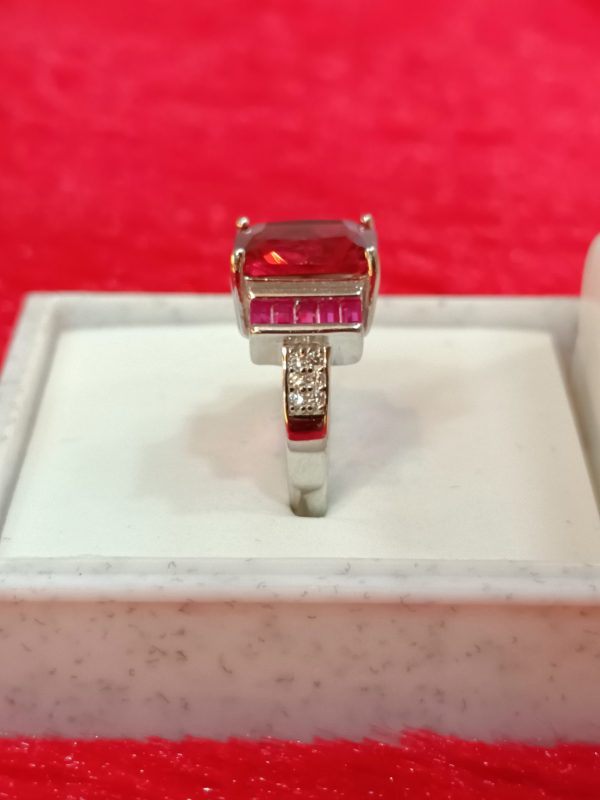 Elegant Ruby and Diamond Accent Ring in Sterling Silver - Image 4