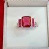 Elegant Ruby and Diamond Accent Ring in Sterling Silver - Image 5