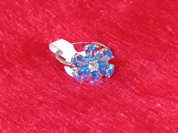 Flower Ring with Blue Petal Stones