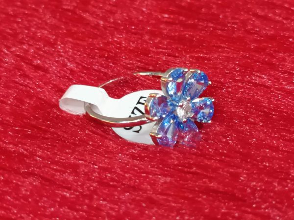 Flower Ring with Blue Petal Stones - Image 2