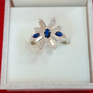 Starburst Ring with Blue and White Stone