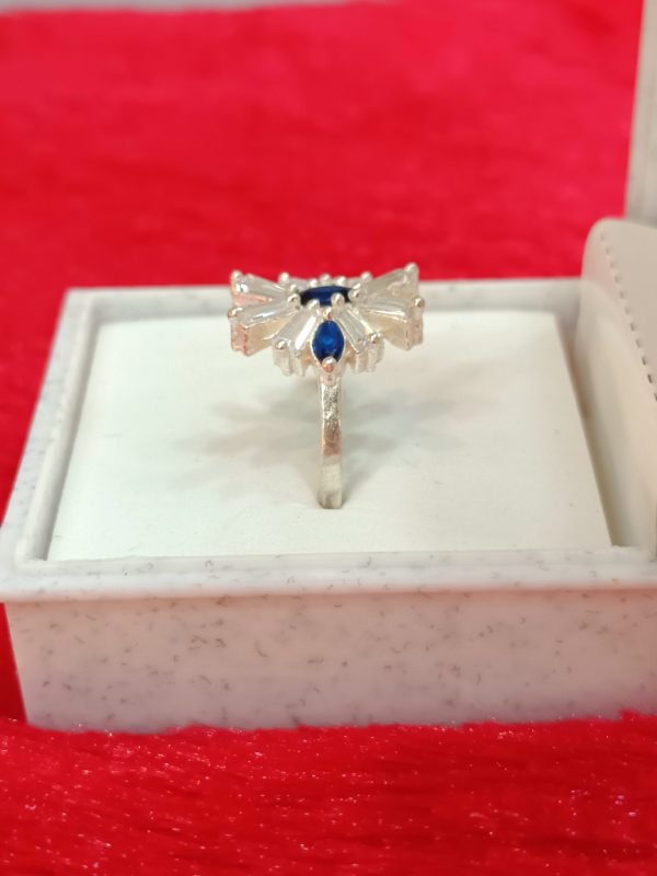 Starburst Ring with Blue and White Stone - Image 3