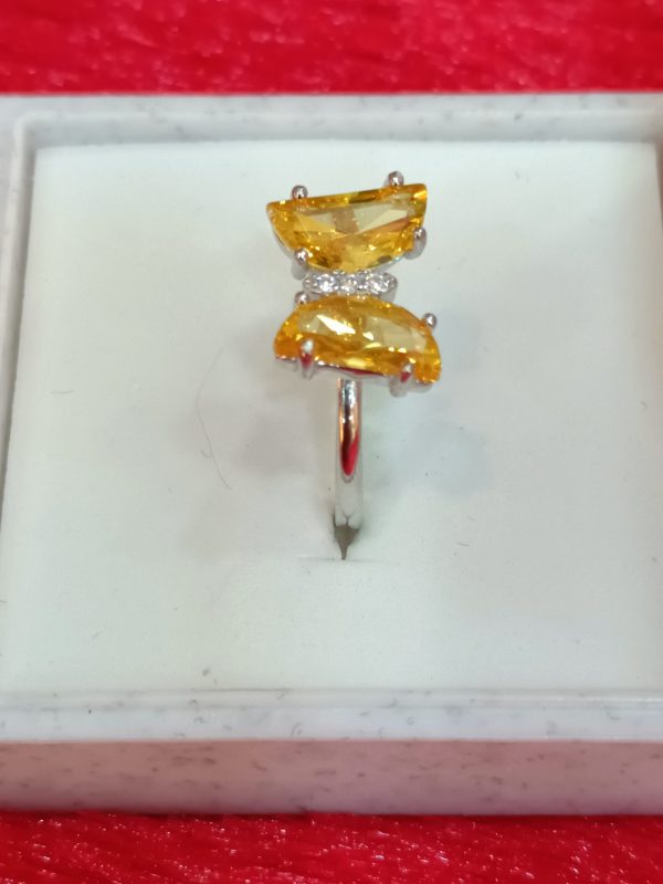 Sterling Silver Butterfly-Inspired Ring with Yellow Stones - Image 2