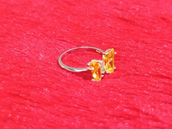 Sterling Silver Butterfly-Inspired Ring with Yellow Stones - Image 5