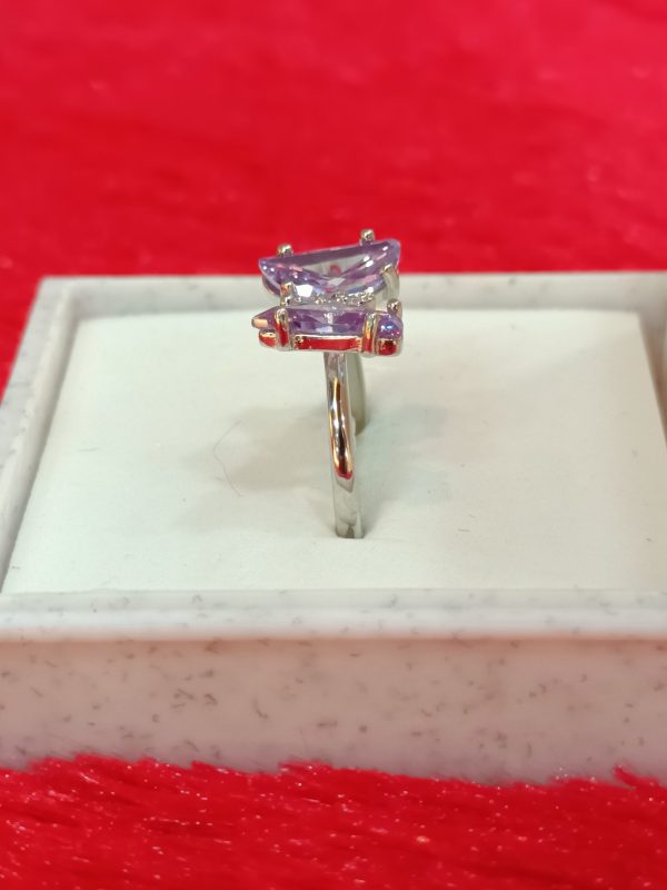 Sterling Silver Butterfly Ring with Lavender Stones - Image 3